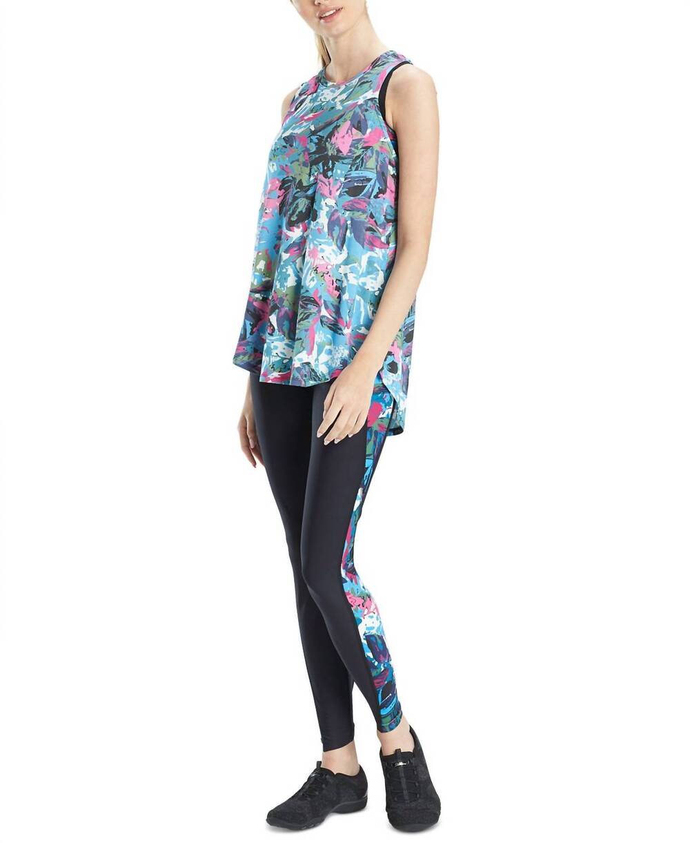 NEW JOSIE NATORI active layering elements tank top in blue multi